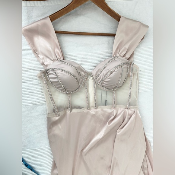 Fashion Nova Unapologetic Satin Gown in Champagne - Picture 9 of 16